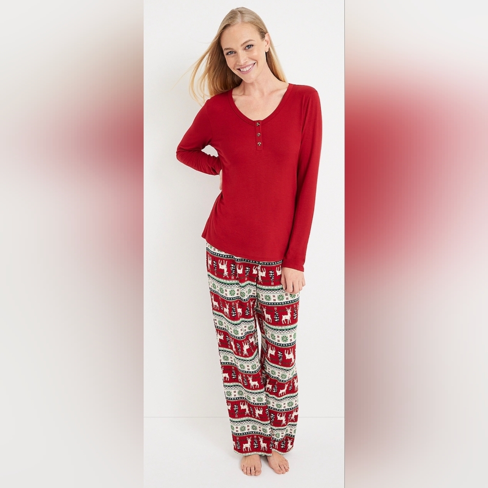 Maurices Sleep Holiday Fair Isle Drawstring Stretch Pajama Pants 3X 22 24